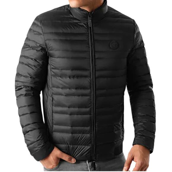 ARMANI EXCHANGE Down Puffer Bomber Jacket Men S Black Everyday Travel Stylish - Picture 1 of 15